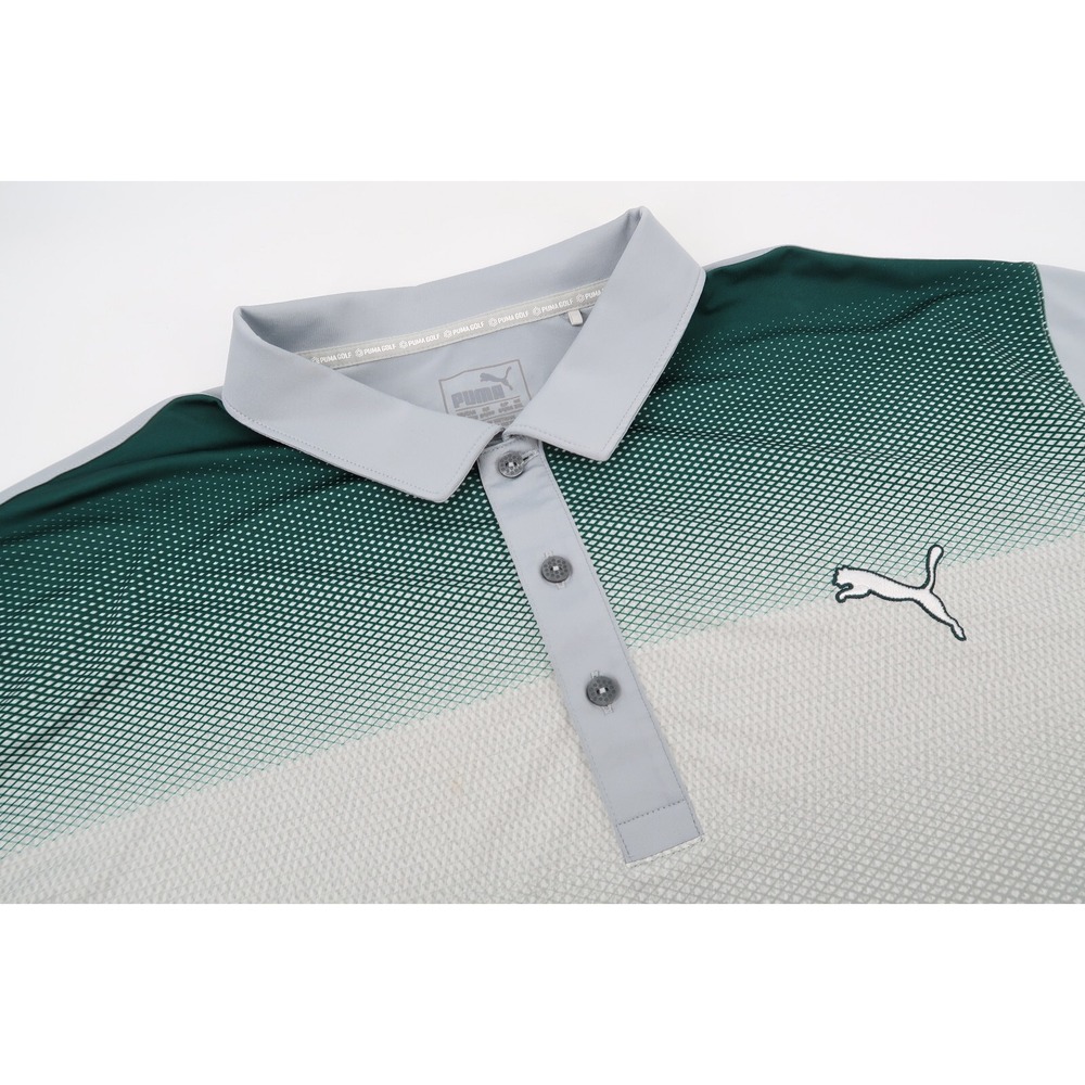 Puma Golf Mens XXL Gray Geometric Performance Polo Shirt Dry Cell Short Sleeve
